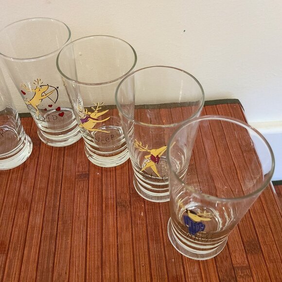 Pottery Barn Reindeer Tumblers Glasses, Set Of 7 (12 Oz Glasses) Footed - Picture 6 of 14
